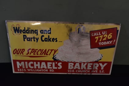 Vintage "Michael's Bakery" Advertisement Sign