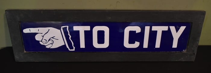 "To City" Vintage Porcelain Subway Sign