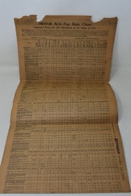 1924 Motor Age Flat Rate Chart for 23 Makes of Cars