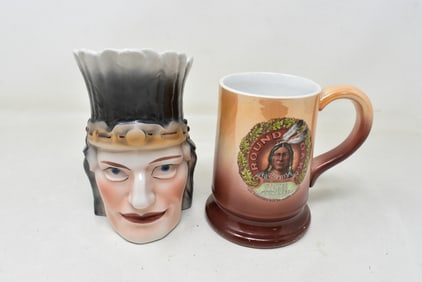2 Native American Indian Portrait Mugs