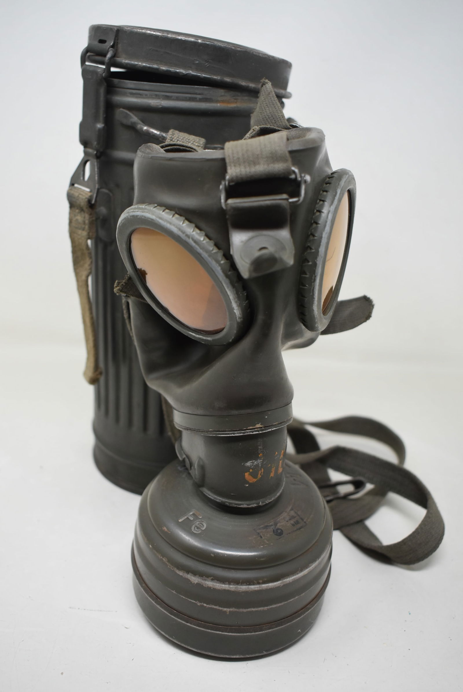 Original WWII Gas Mask and Canister (1 of 11)