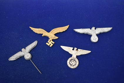 Group of German Hat Badges & Pin
