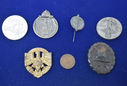 WWII German Wound Badge, Eastern Front Badge and other misc