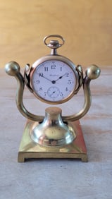 10K Gold Rockford 17j Pocketwatch on Stand Runs Well