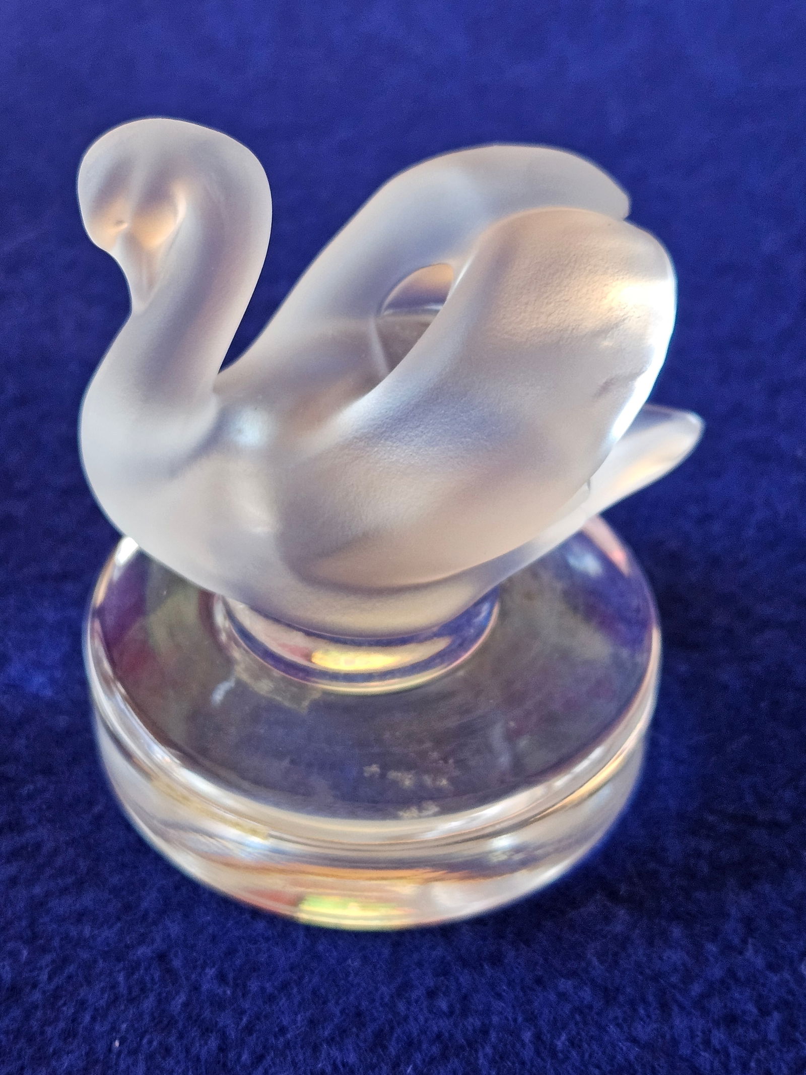 Lalique France Frosted Crystal Swan Paperweight (1 of 4)
