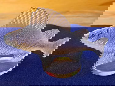 Lalique France Frosted Crystal Large Fish Paperweight