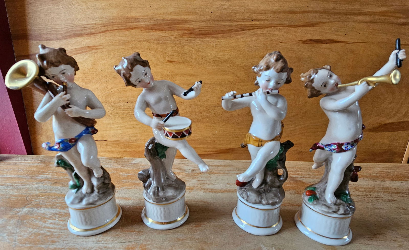 Set of 4 German Porcelain Cherub Angel Musician Figures (1 of 12)