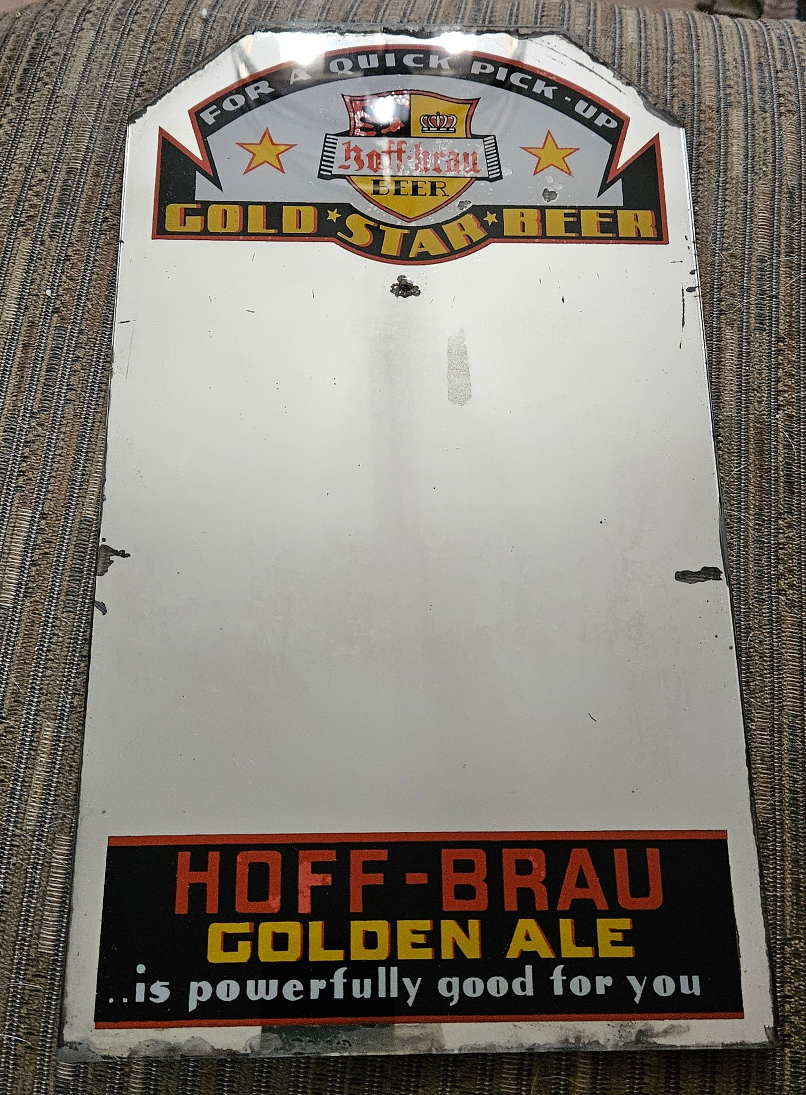 Vintage Hoff-Brau Gold Star Beer Bar Advertising Mirror (1 of 4)
