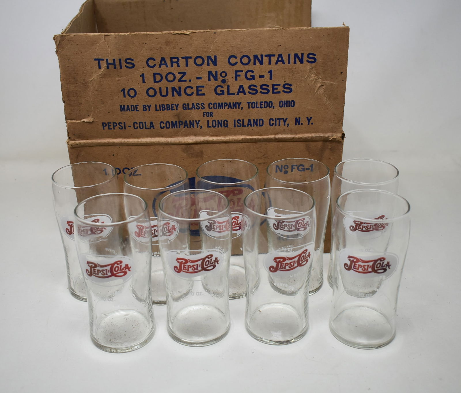 9 Vintage Pepsi Cola 10 oz Glasses in Original Box (1 of 5)
