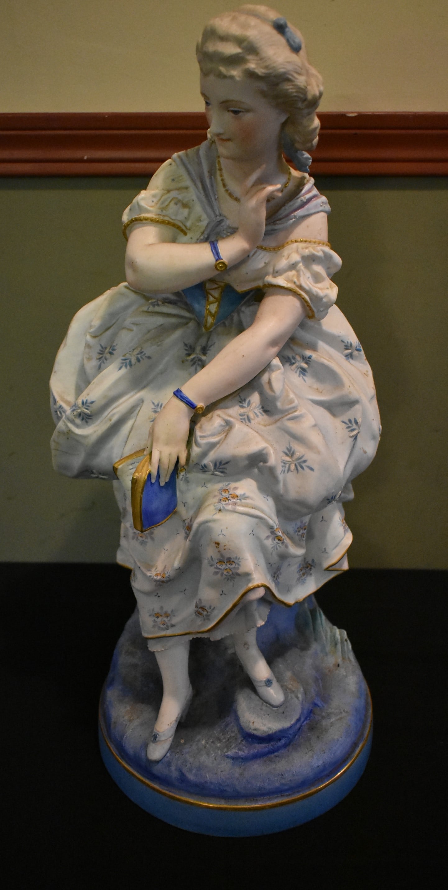 Large 22" Porcelain Bisque Figure Woman Reading (1 of 5)