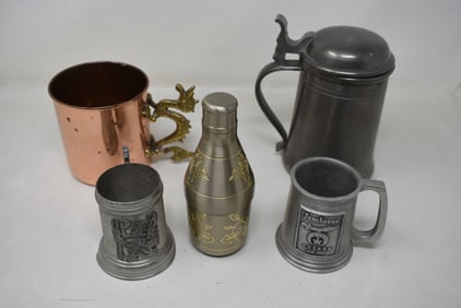 Group of 5 Beer Steins/Mugs