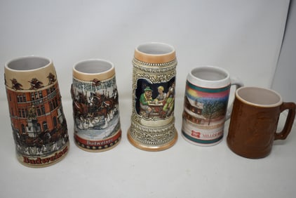 Group of 5 Beer Steins