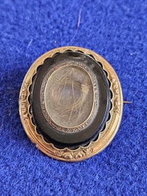 Antique 14K Gold Mourning Locket Brooch