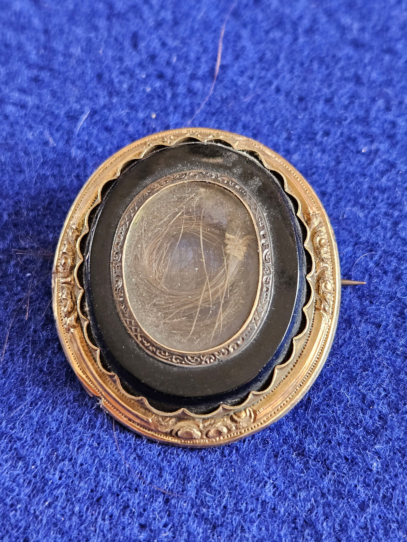 Antique 14K Gold Mourning Locket Brooch (1 of 5)
