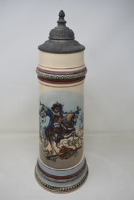 2 1/2 Liter Hanke Pottery Beer Stein Cavalier #1198