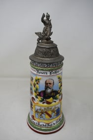 1/2 Liter German Regimental Porcelain Beer Stein 1902-04