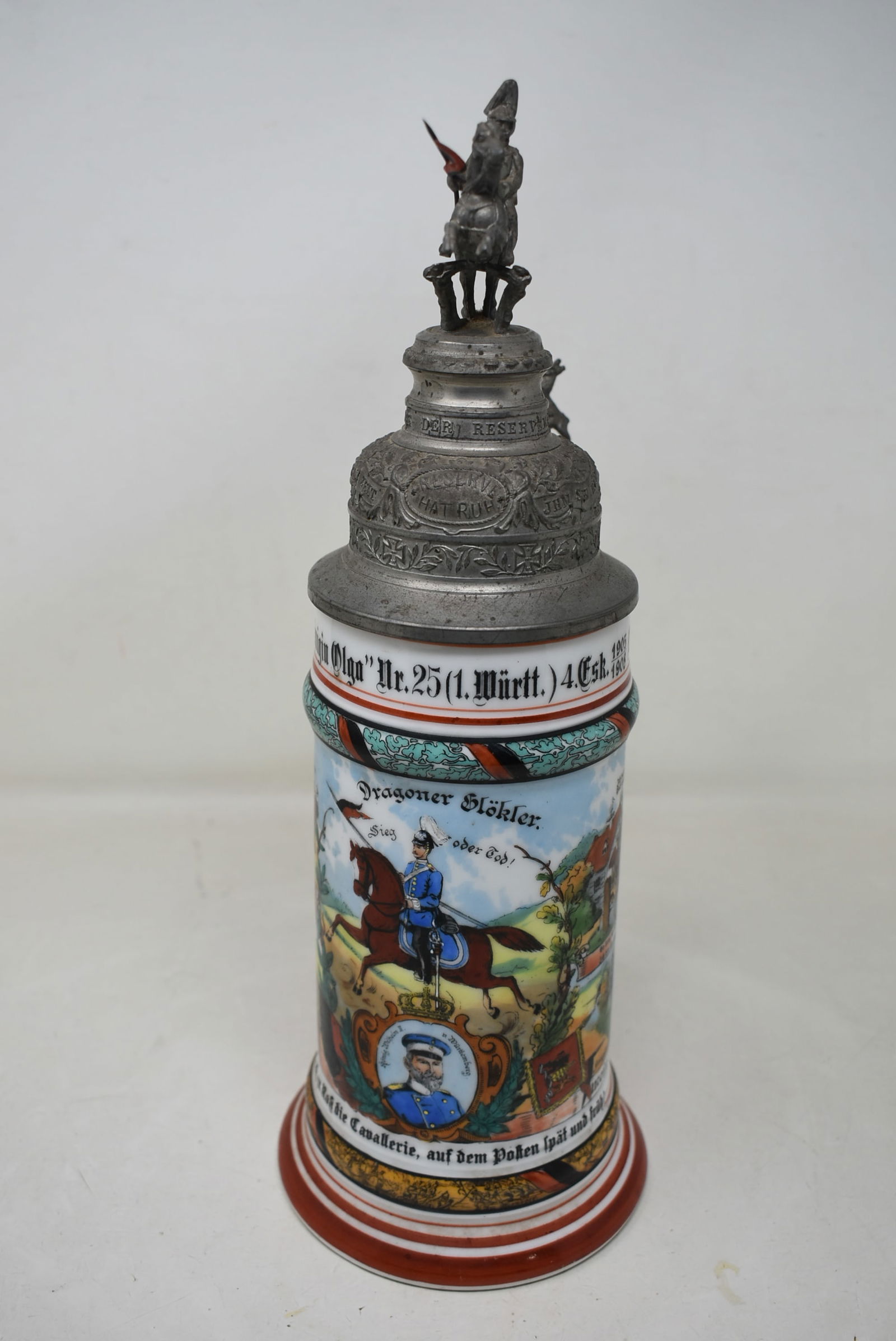 1/2 Liter German Regimental Porcelain Beer Stein 1905-1908 (1 of 7)