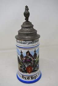1/2 Liter German Regimental Porcelain Beer Stein 1898-1900