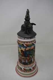 1/2 Liter German Regimental Porcelain Beer Stein 1906-09