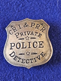 Vintage Railroad Private Detective Police Badge PRR CRI