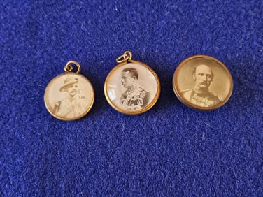 Lot of 3 Antique Boer War Photo Pendants