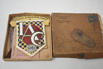 1922 Illinois Automobile Club Radiator Badge New in Original Box