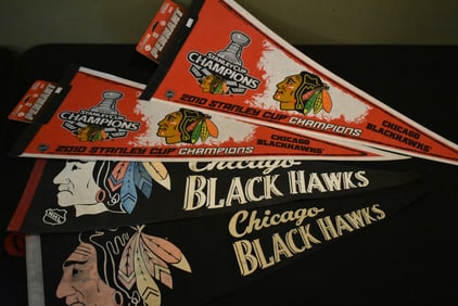 4 Chicago Blackhawks NHL Felt Pennants