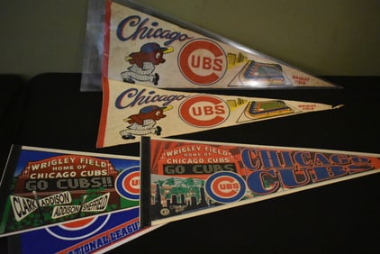 Group of 5 Chicago Cubs Felt Pennants