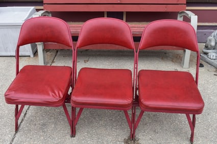 Section of 3 Vintage Chicago Stadium Folding Seats Bulls