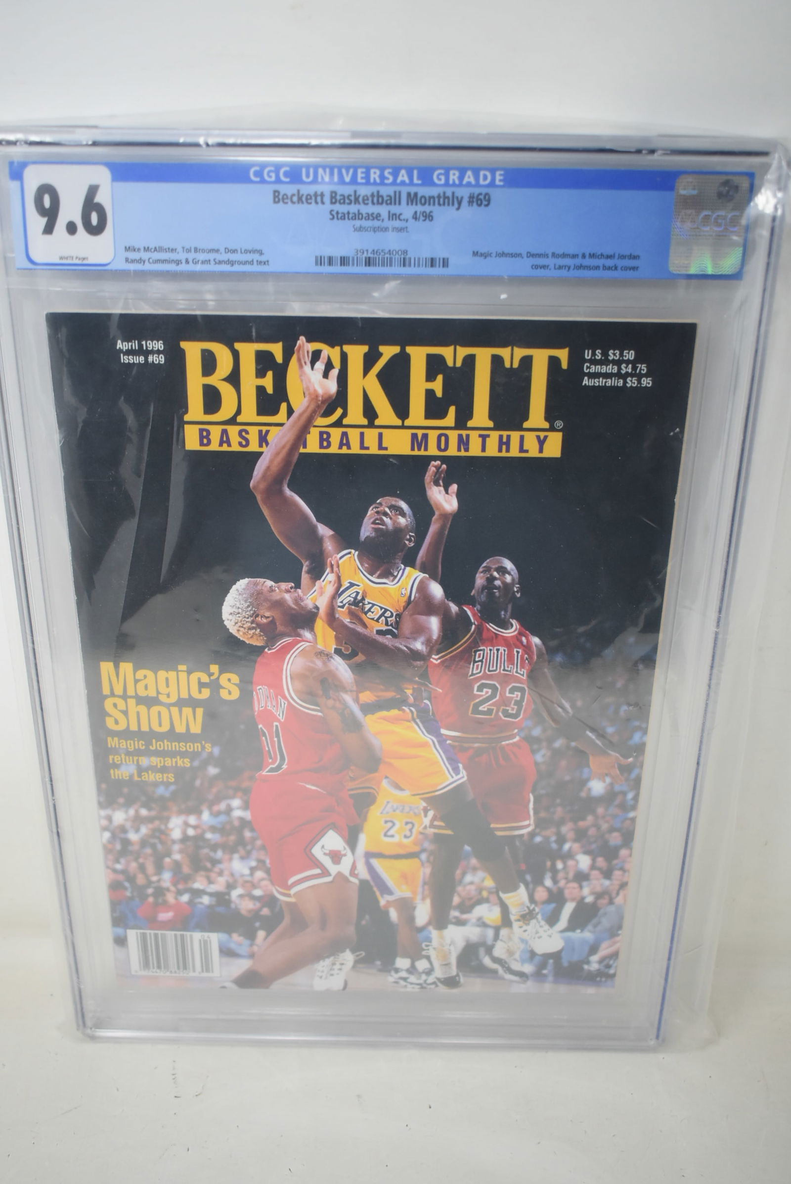 Beckett Basketball Monthly #69 Jordan/Magic 4/96 CGC Graded 9.6 (1 of 3)