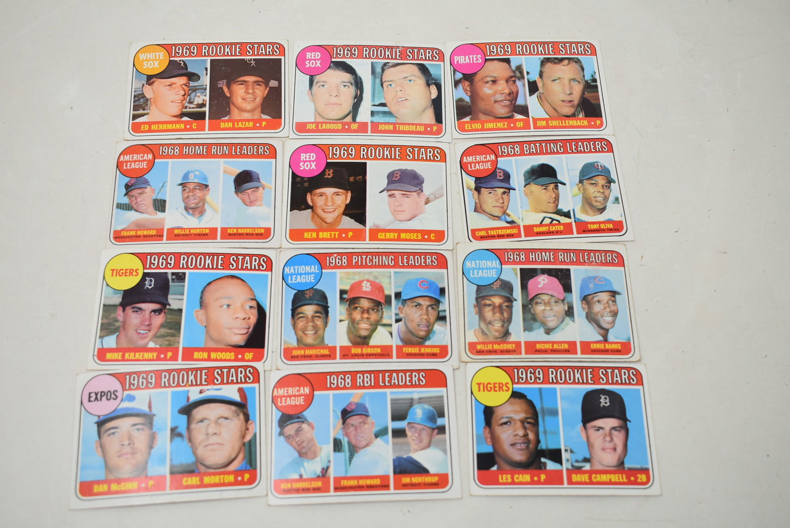 Group of 12 Topps 1969 All Stars Baseball Cards: A Lotof 12 Topps 1969 All Stars Baseball Cards.