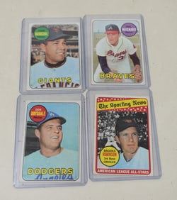 Group of 4 Topps 1969 Baseball Cards