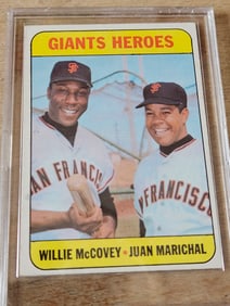 1969 Topps Card Giants Heroes Willie McCovey & Juan Marichal