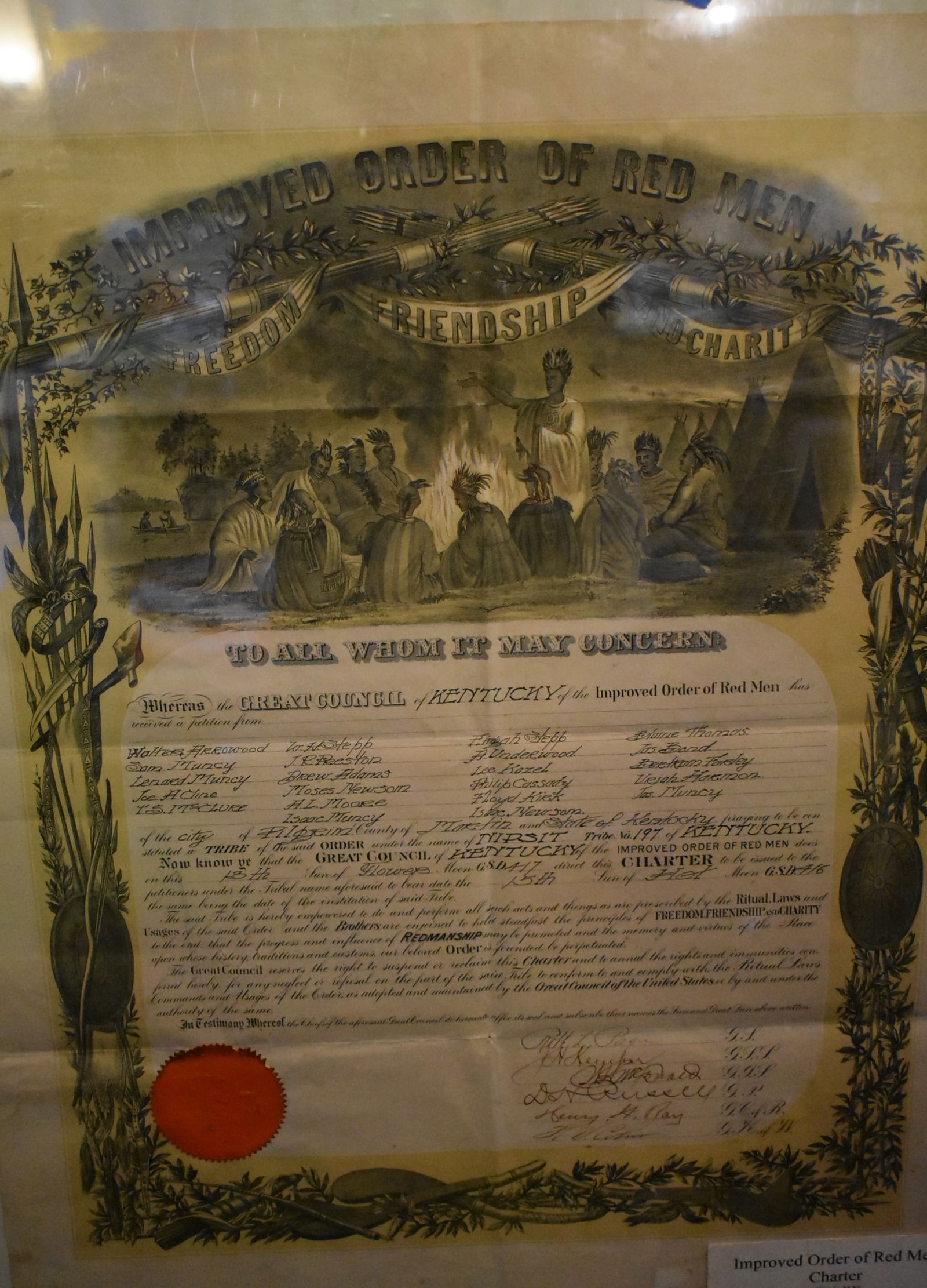 Improved Order of Red Men Signed Certificate (1 of 5)