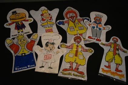 8 Vintage Fast Food Restaurant Hand Puppets