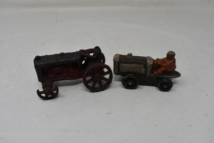 2 Vintage Cast Iron Tractors
