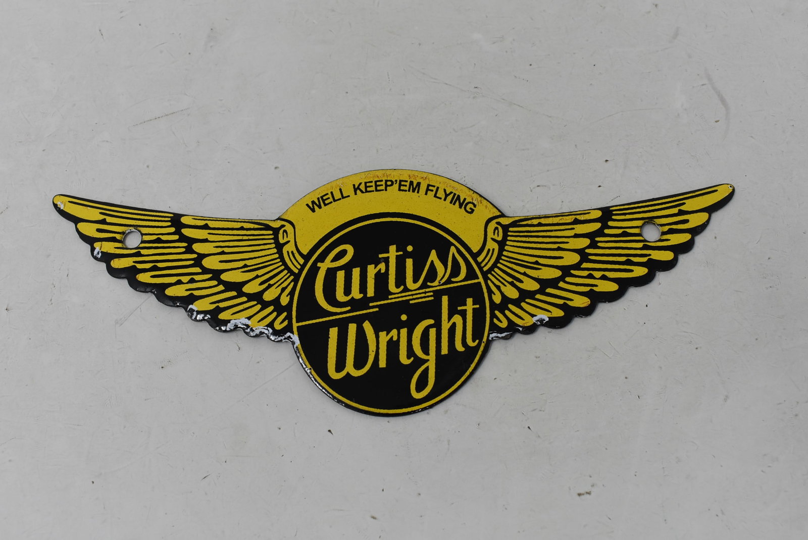 Porcelain Curtis Wright Wings Nose Badge Sign (1 of 3)