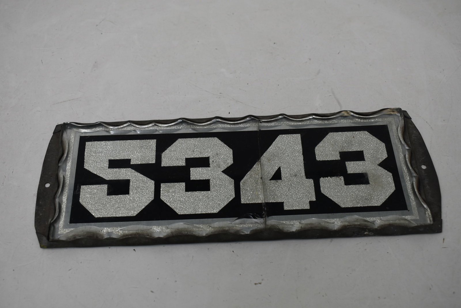 Vintage Metal and Glass Address Sign: Vintage Metal and Glass Address Sign. It measures 9"x3". The glass has a crack down the center.
