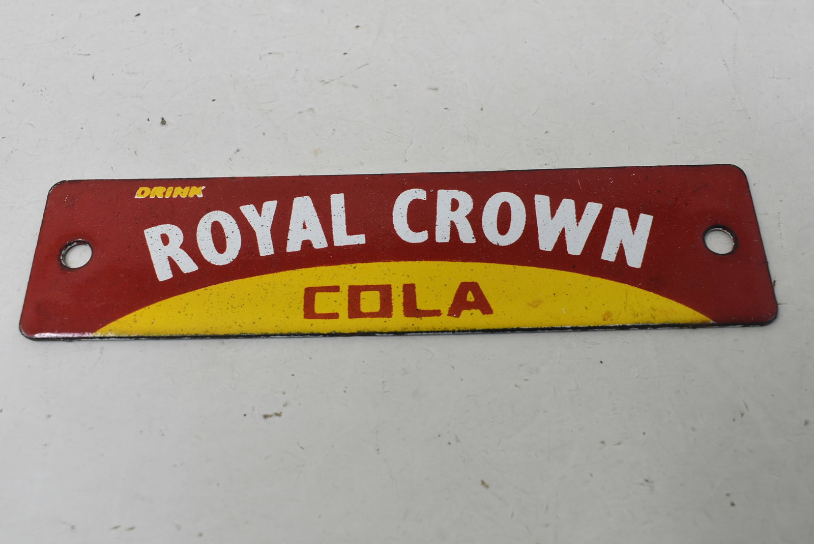 Vintage "Drink Royal Crown Cola" Porcelain Crate Tag (1 of 3)