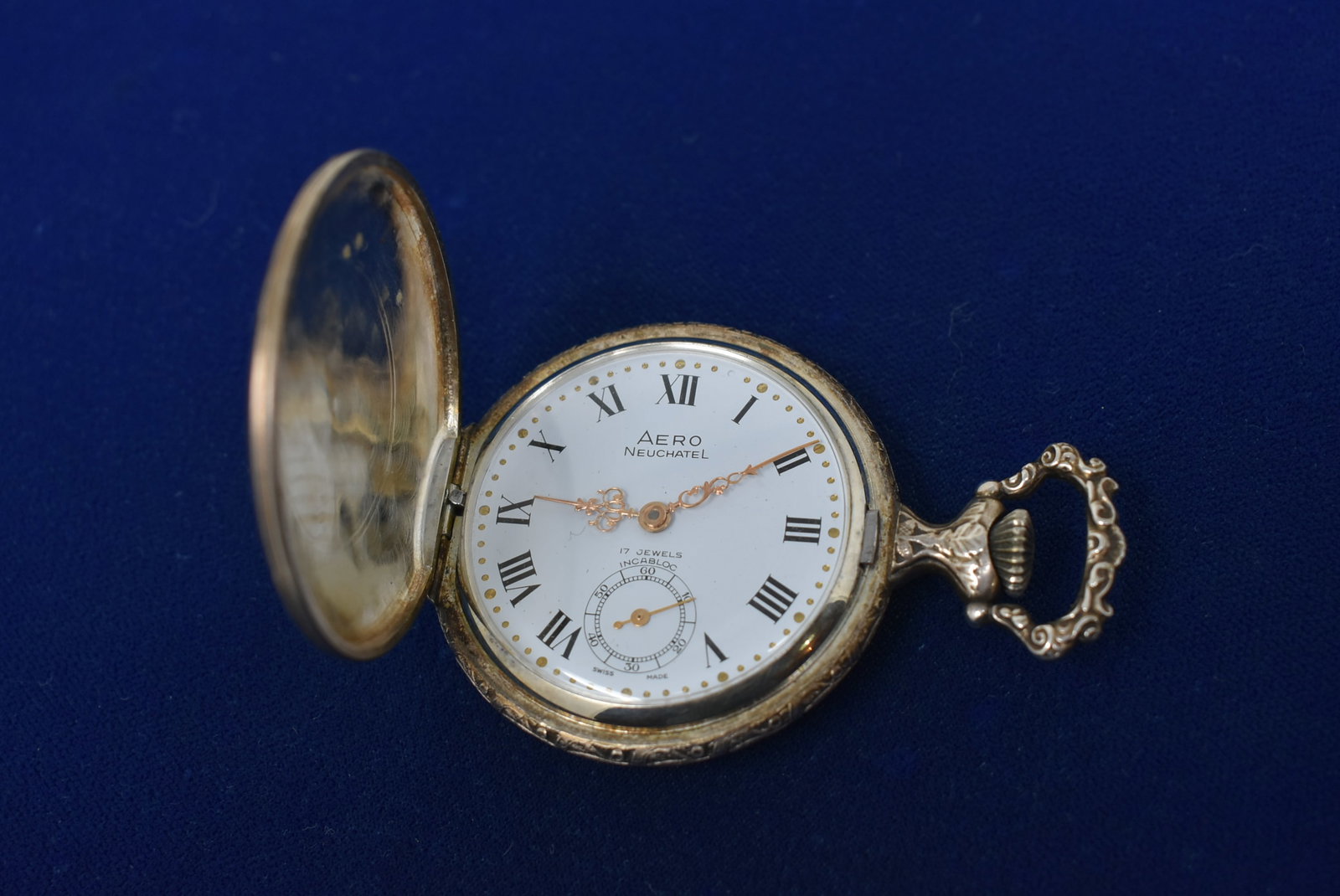 Aero Neuchatel Pocket Watch: Aero Neuchatel Pocket Watch with Hunter Case. Not running