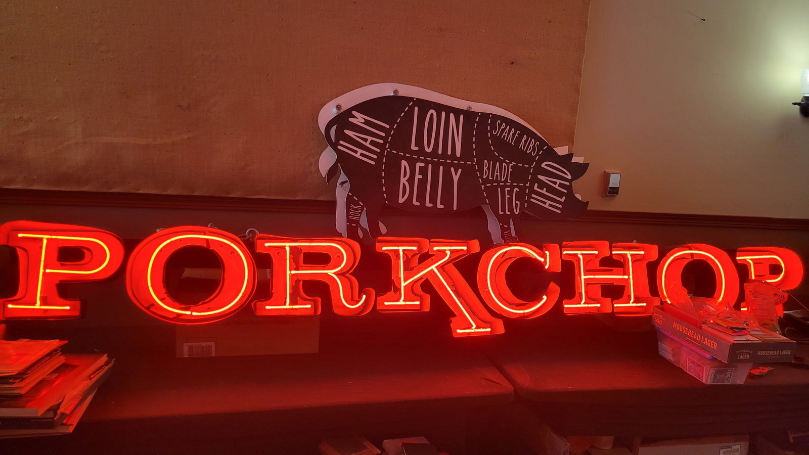 "Pork Chop" Large Neon Sign (1 of 2)