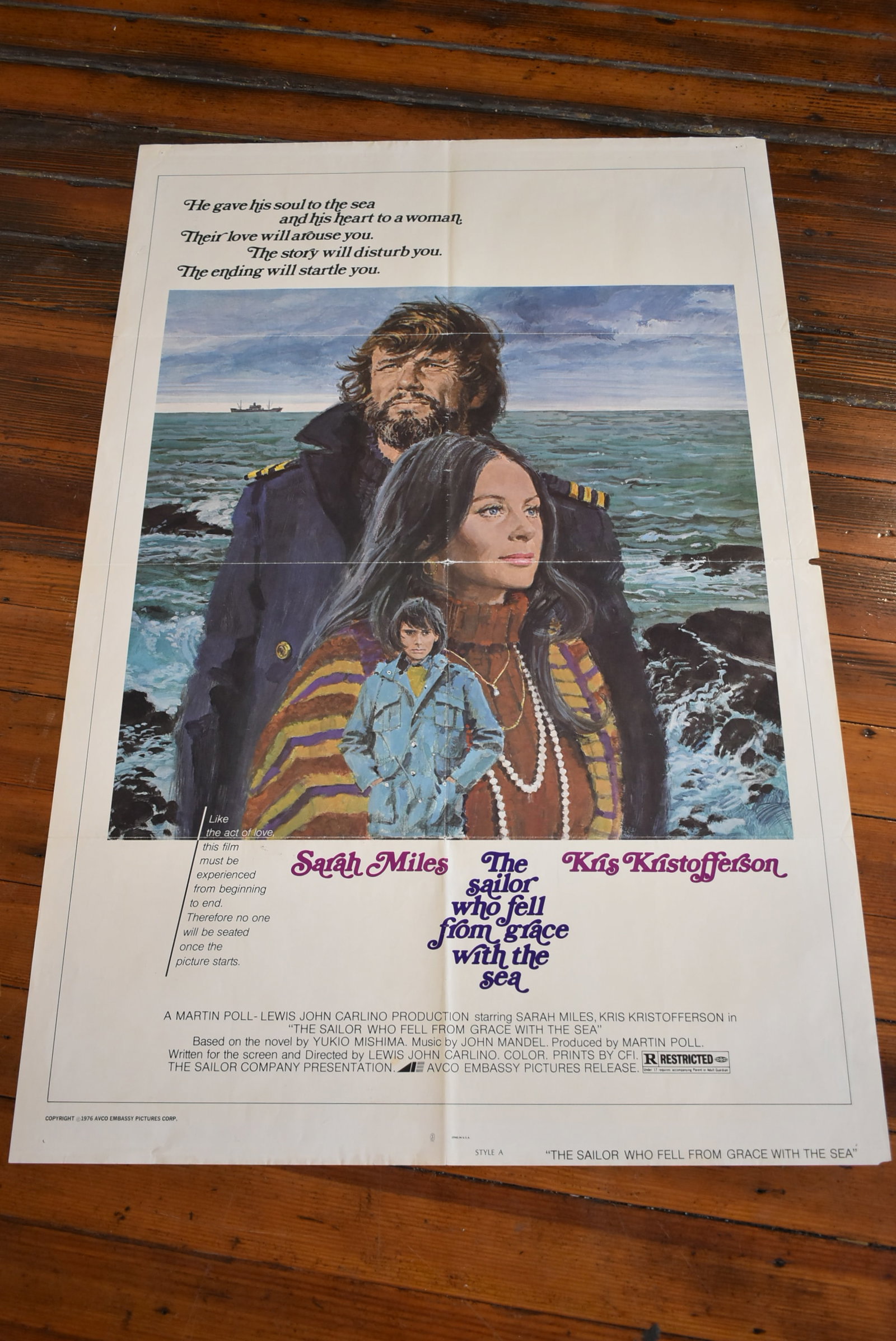 The Sailor Who Fell from Grace With the Sea Original 1 Sheet Movie Theater Poster 41 x 27: The Sailor Who Fell from Grace with The Sea Original 1 Sheet Folded Movie Theater Poster 41x27. In good condition with some wear.Will be rolled for shipping