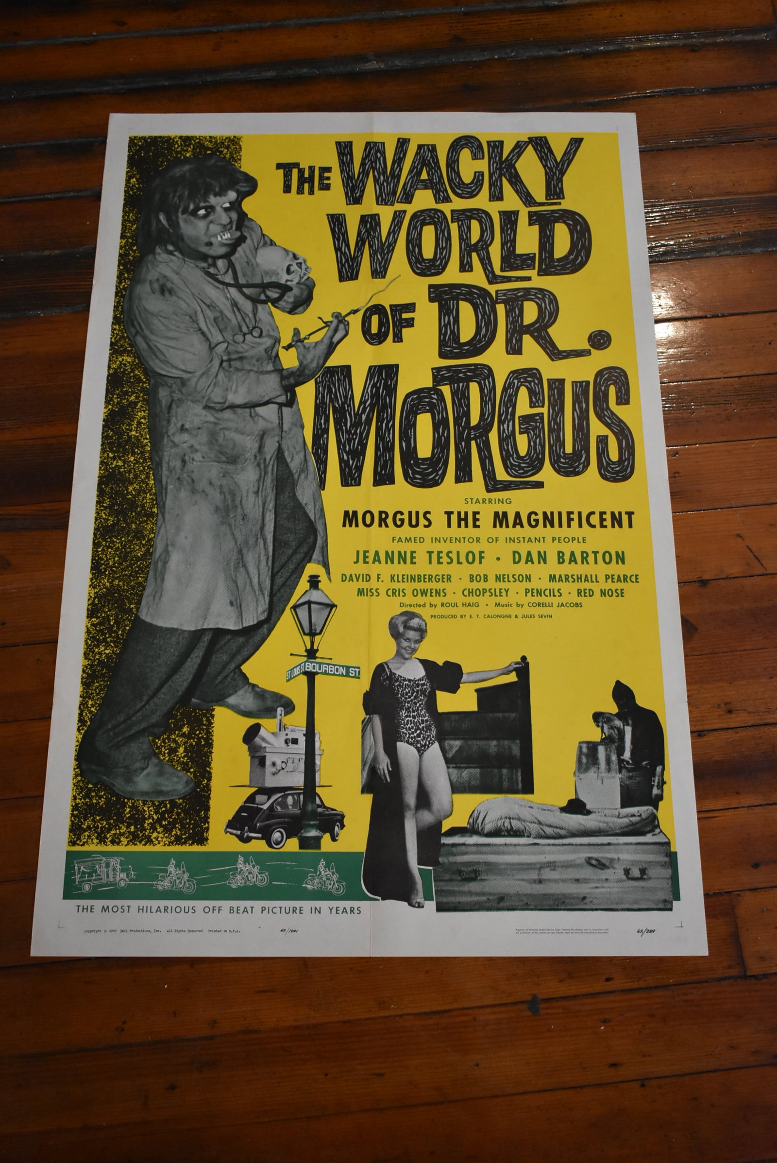 1962 Wacky World of Dr. Morgus Original One Sheet Movie Theatre Poster 41 x 27 (1 of 6)