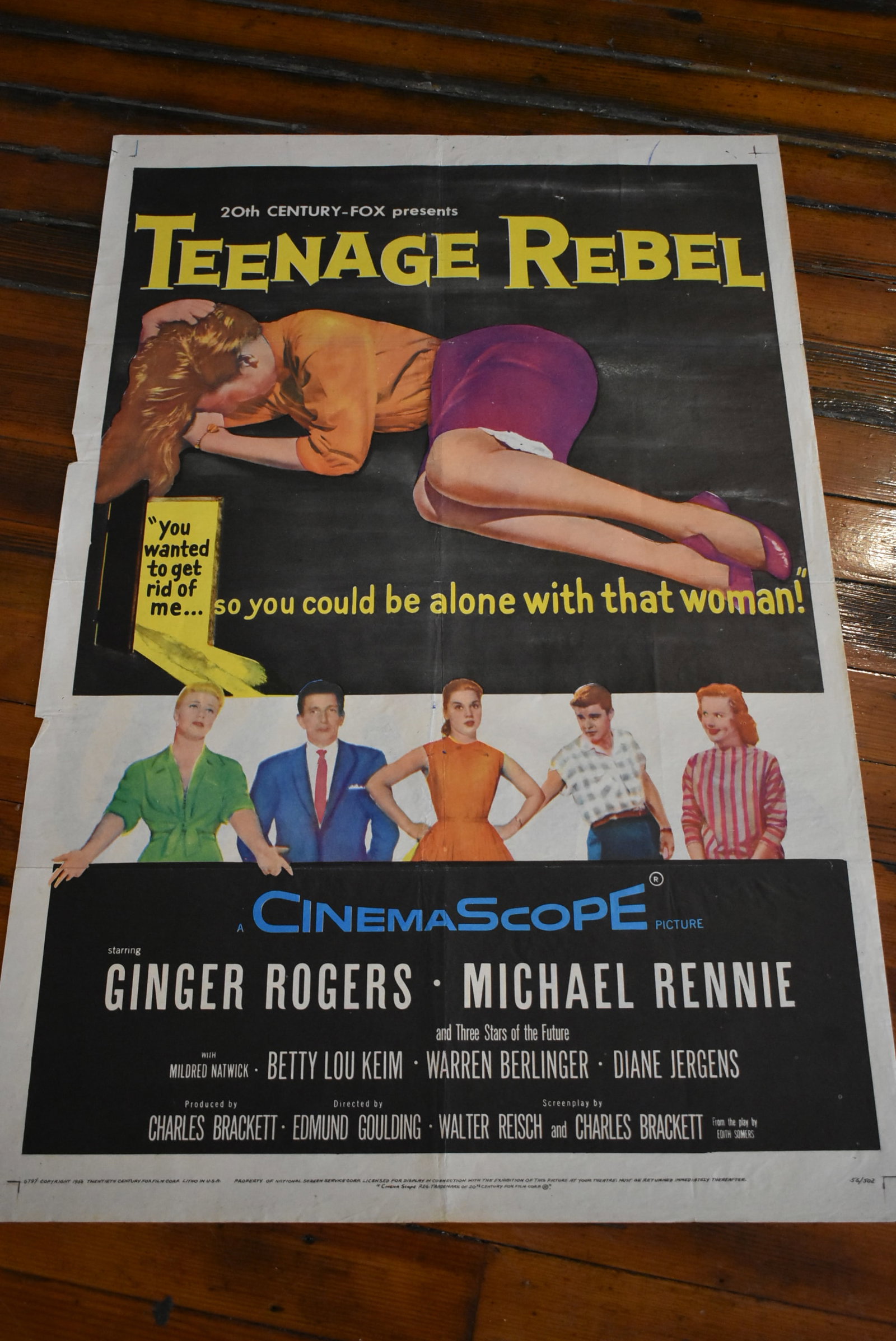 1956 "Teenage Rebel" Original One Sheet Movie Theater Poster 41 x 27 (1 of 4)
