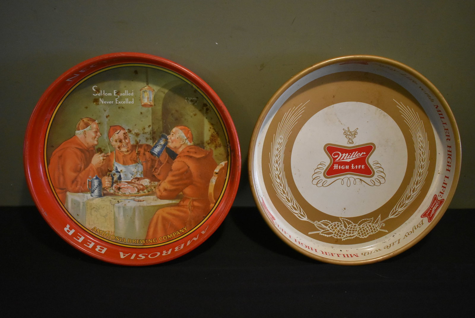 2 Vintage Beer Trays Miller High Life & Ambrosia (1 of 10)