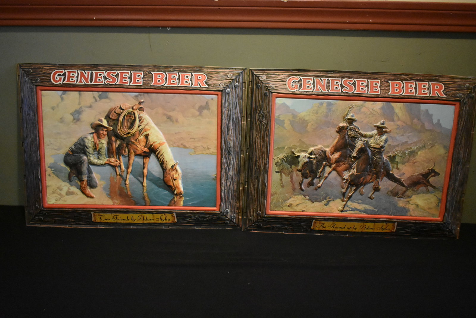 2 Vintage Genesee Beer Sign Inserts Adam Styka Art NEW (1 of 4)