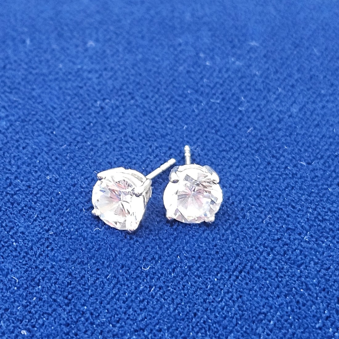 14K White Gold CZ Stud Earrings (1 of 4)