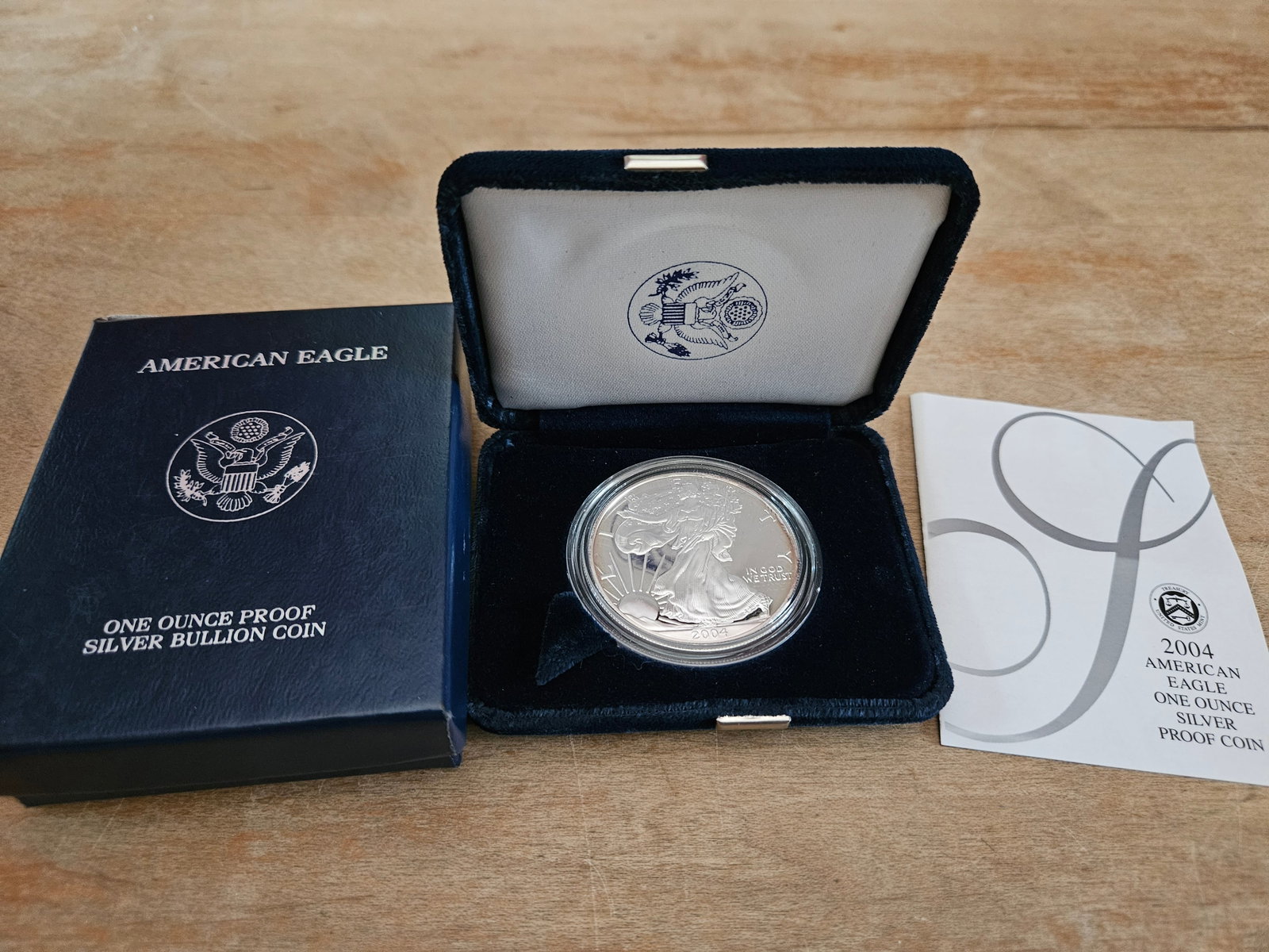 2004-W $1 Proof American Silver Eagle w Box, COA .999 (1 of 6)