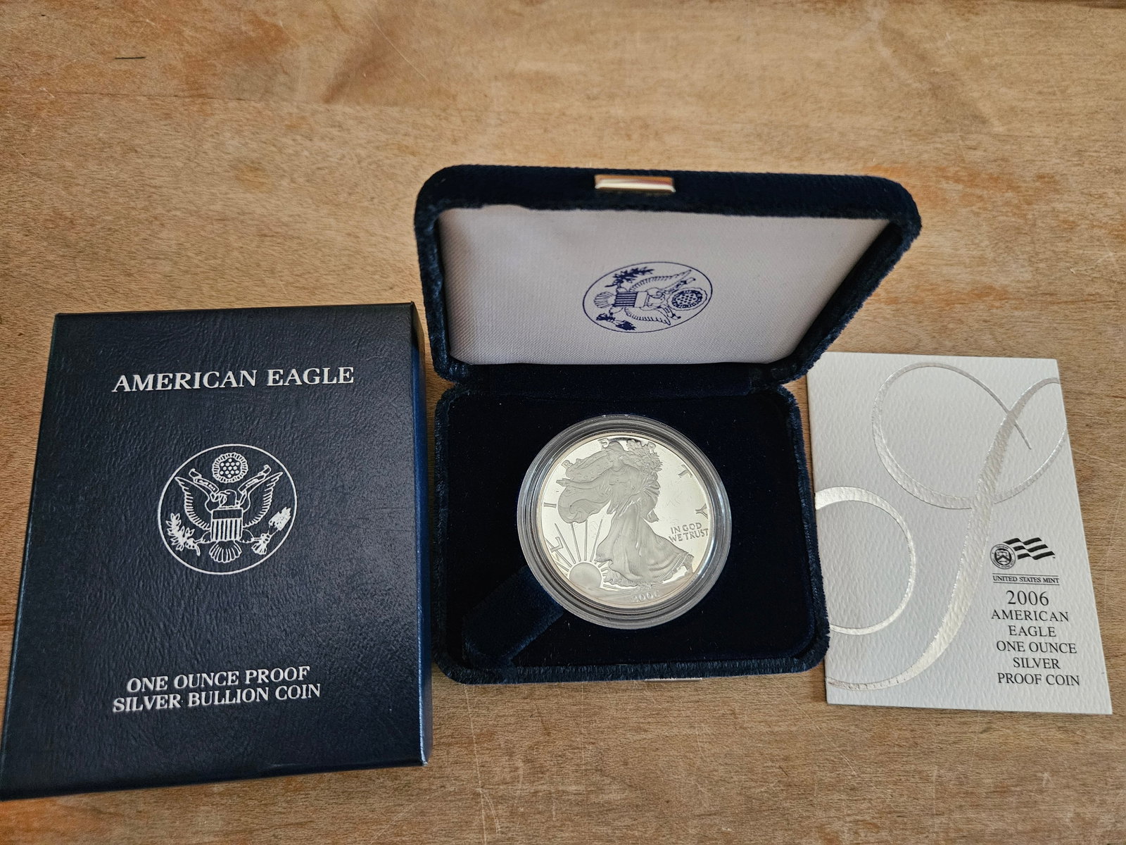 2006-W $1 Proof American Silver Eagle w Box, COA .999 (1 of 4)