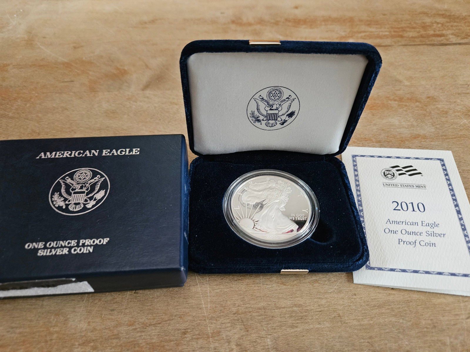 2010 W American One Oz Proof .999 Silver Eagle w Box COA (1 of 4)